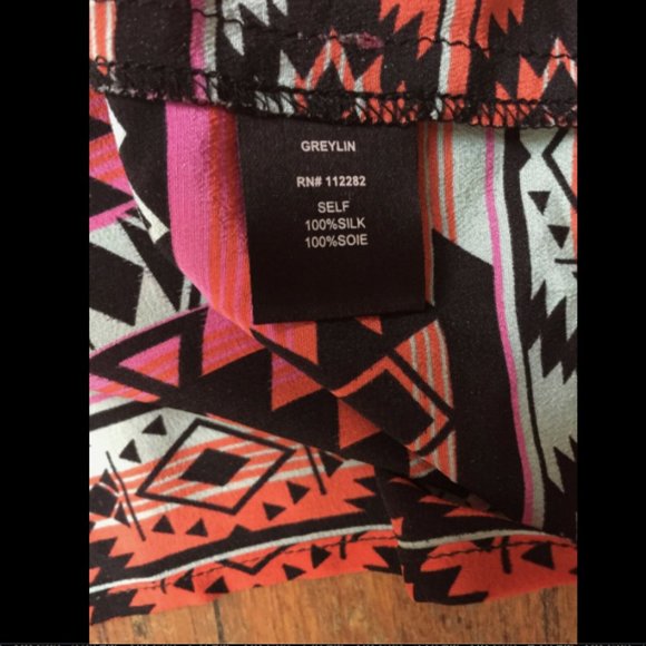 Greylin Silk Aztec Print Ruffle Mini Dress - Picture 8 of 8